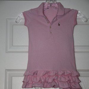 RALPH LAUREN Pink Polo Ruffled Cotton Dress Baby Girls Toddler Size 2T